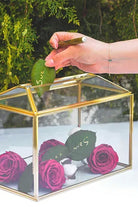 Pirinç Gold Geometrik Kapaklı Teraryum Prizma Cam Fanus Kart Kutusu 26x19x15cm - 1