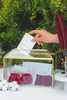 Pirinç Gold Geometrik Kapaklı Teraryum Prizma Cam Fanus Kart Kutusu 26x19x15cm - 5