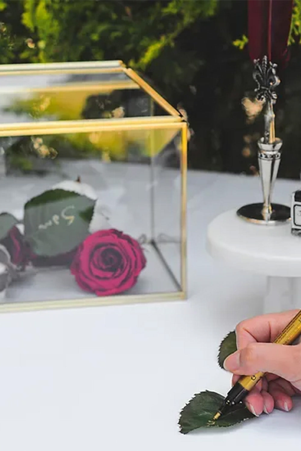 Pirinç Gold Geometrik Kapaklı Teraryum Prizma Cam Fanus Kart Kutusu 26x19x15cm - 7