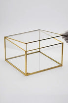 Pirinç Cam Kapaklı Takı Aksesuar Çikolata Fotoğraf Kutusu Organizer 23x23x13cm - 1