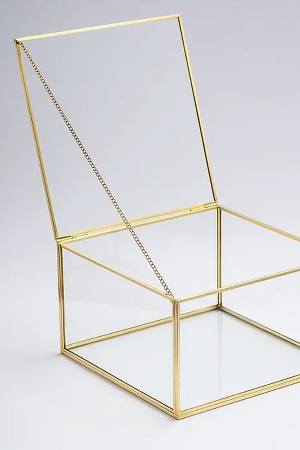 Pirinç Cam Kapaklı Takı Aksesuar Çikolata Fotoğraf Kutusu Organizer 23x23x13cm - 2