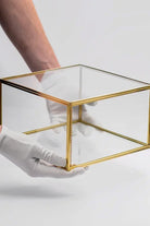 Pirinç Cam Kapaklı Takı Aksesuar Çikolata Fotoğraf Kutusu Organizer 23x23x13cm - 3