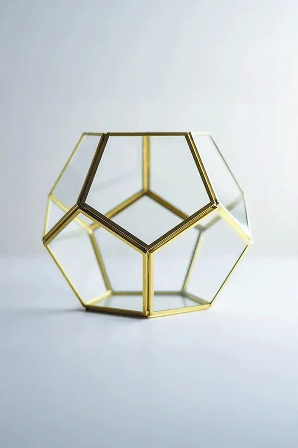 Pirinç Gold Geometrik Teraryum Cam Fanus Aksesuar Çikolata Kutusu 21x21x17cm - 0