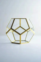 Pirinç Gold Geometrik Teraryum Cam Fanus Aksesuar Çikolata Kutusu 21x21x17cm - 0