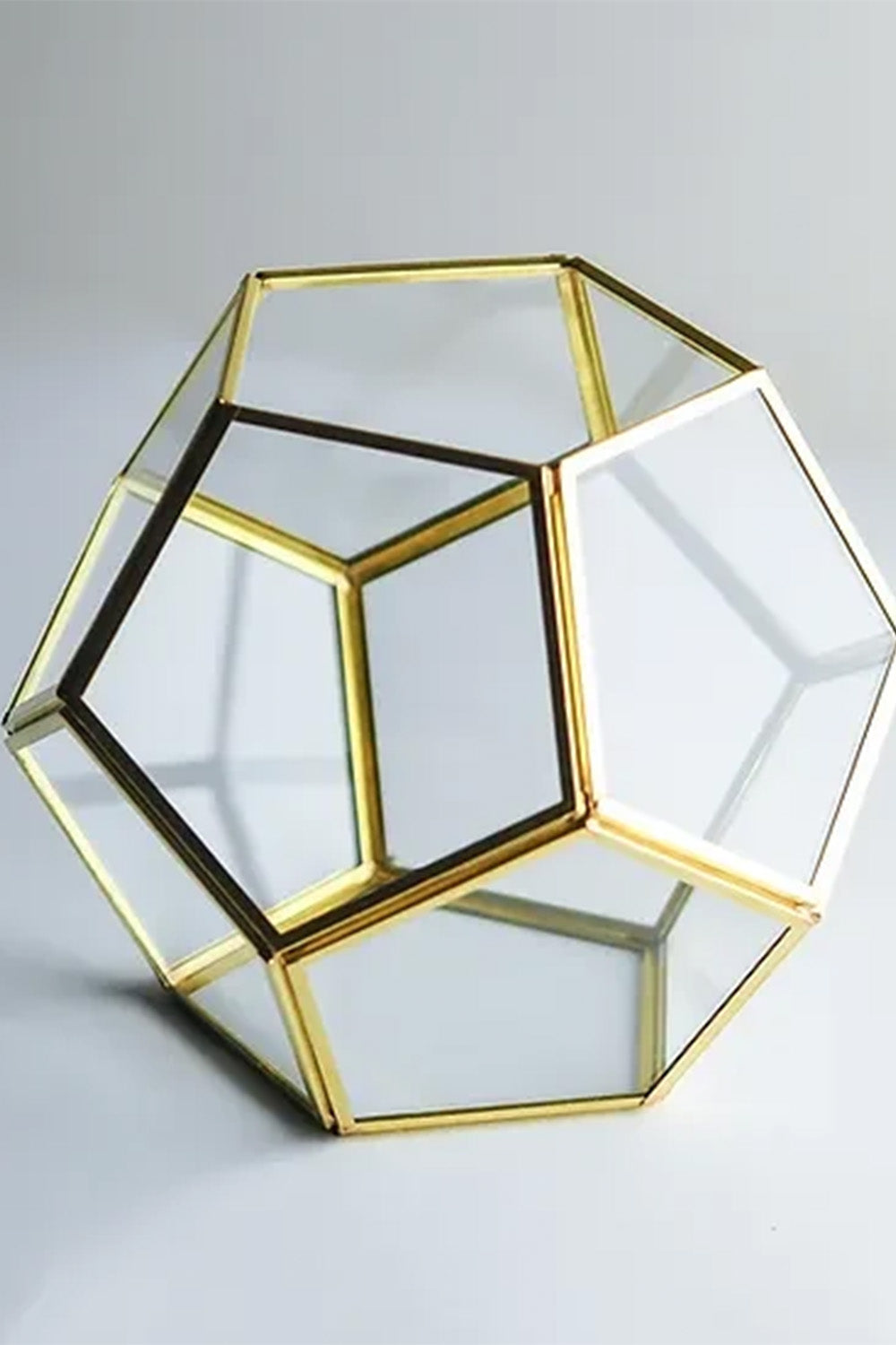 Pirinç Gold Geometrik Teraryum Cam Fanus Aksesuar Çikolata Kutusu 21x21x17cm - 1