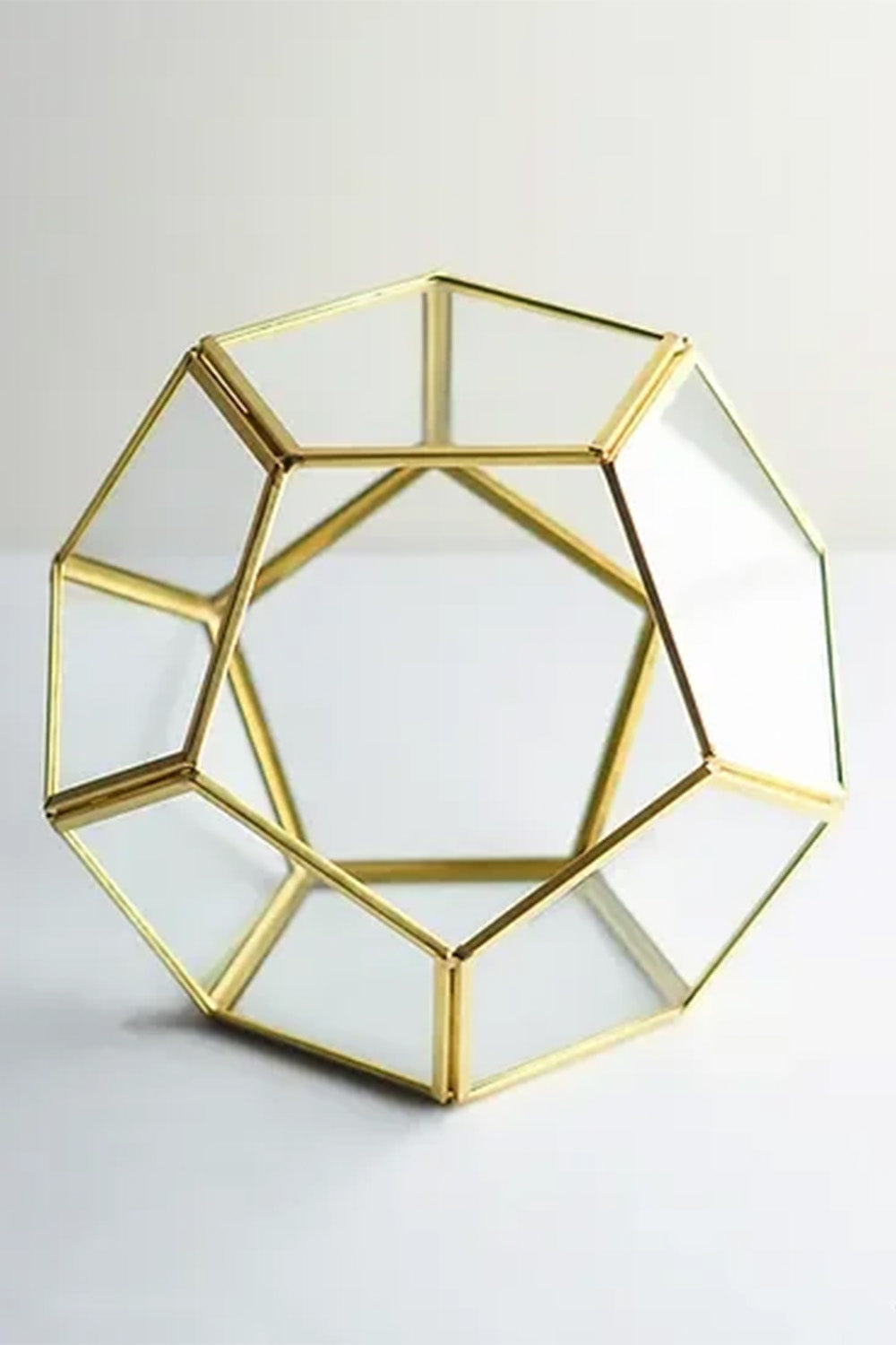 Pirinç Gold Geometrik Teraryum Cam Fanus Aksesuar Çikolata Kutusu 21x21x17cm - 2