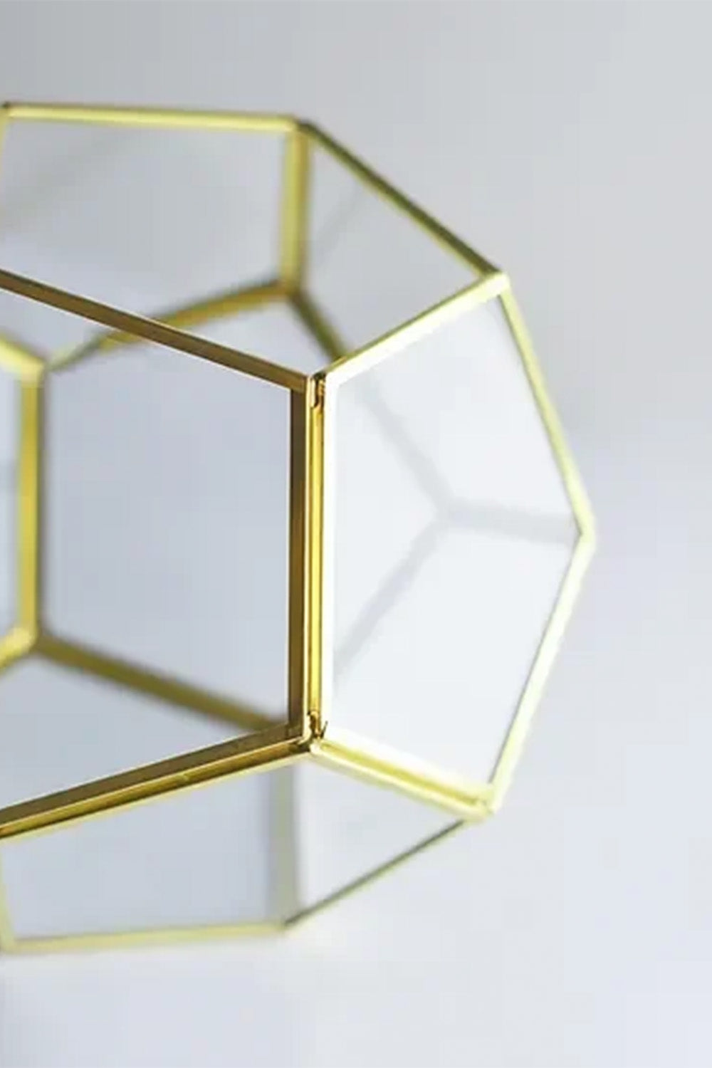 Pirinç Gold Geometrik Teraryum Cam Fanus Aksesuar Çikolata Kutusu 21x21x17cm - 3