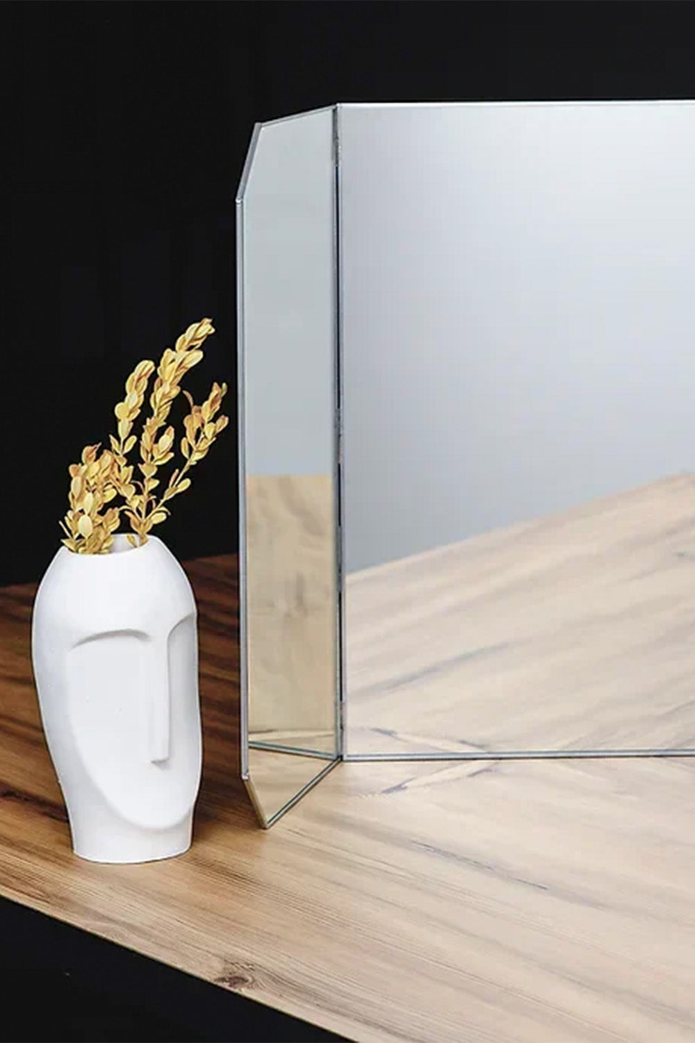 Makyaj Aynası | Masaüstü | Büyük | 100x45 Cm | Gümüş - 0