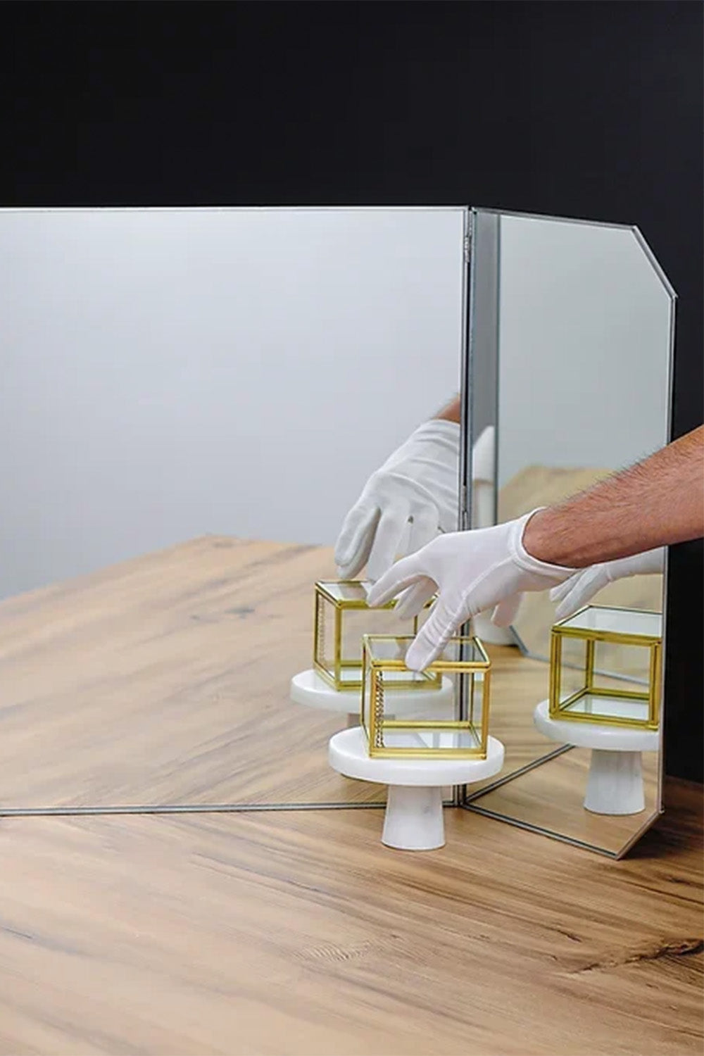 Makyaj Aynası | Masaüstü | Büyük | 100x45 Cm | Gümüş - 1