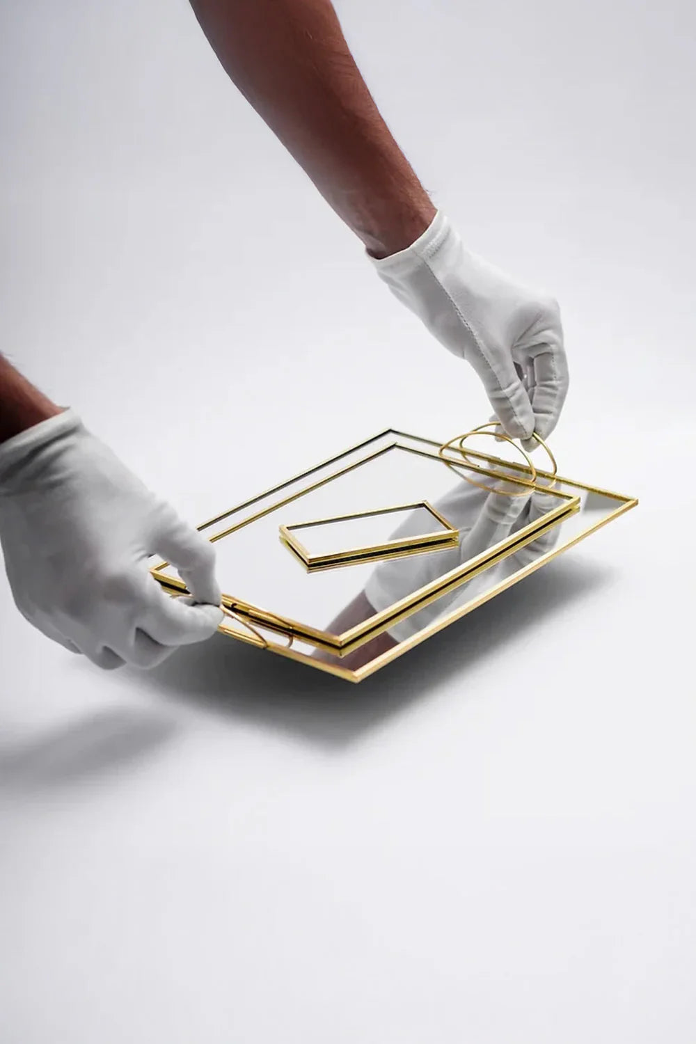 3 Parça Pirinç Gold Nişan Takımı Damat Kahvesi Sunum Tepsisi Yüzük Kutusu - 0