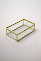 Pirinç Kapaklı Kutu Cam Kuru Çiçek Organizer Takı Aksesuar Çerçeve 23x14x6cm - 0