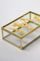 Pirinç Kapaklı Kutu Cam Kuru Çiçek Organizer Takı Aksesuar Çerçeve 23x14x6cm - 1