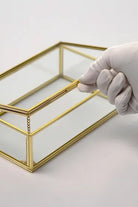 Pirinç Kapaklı Kutu Cam Kuru Çiçek Organizer Takı Aksesuar Çerçeve 23x14x6cm - 2