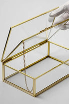 Pirinç Kapaklı Kutu Cam Kuru Çiçek Organizer Takı Aksesuar Çerçeve 23x14x6cm - 5