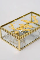 Pirinç Kapaklı Kutu Cam Kuru Çiçek Organizer Takı Aksesuar Çerçeve 23x14x6cm - 6