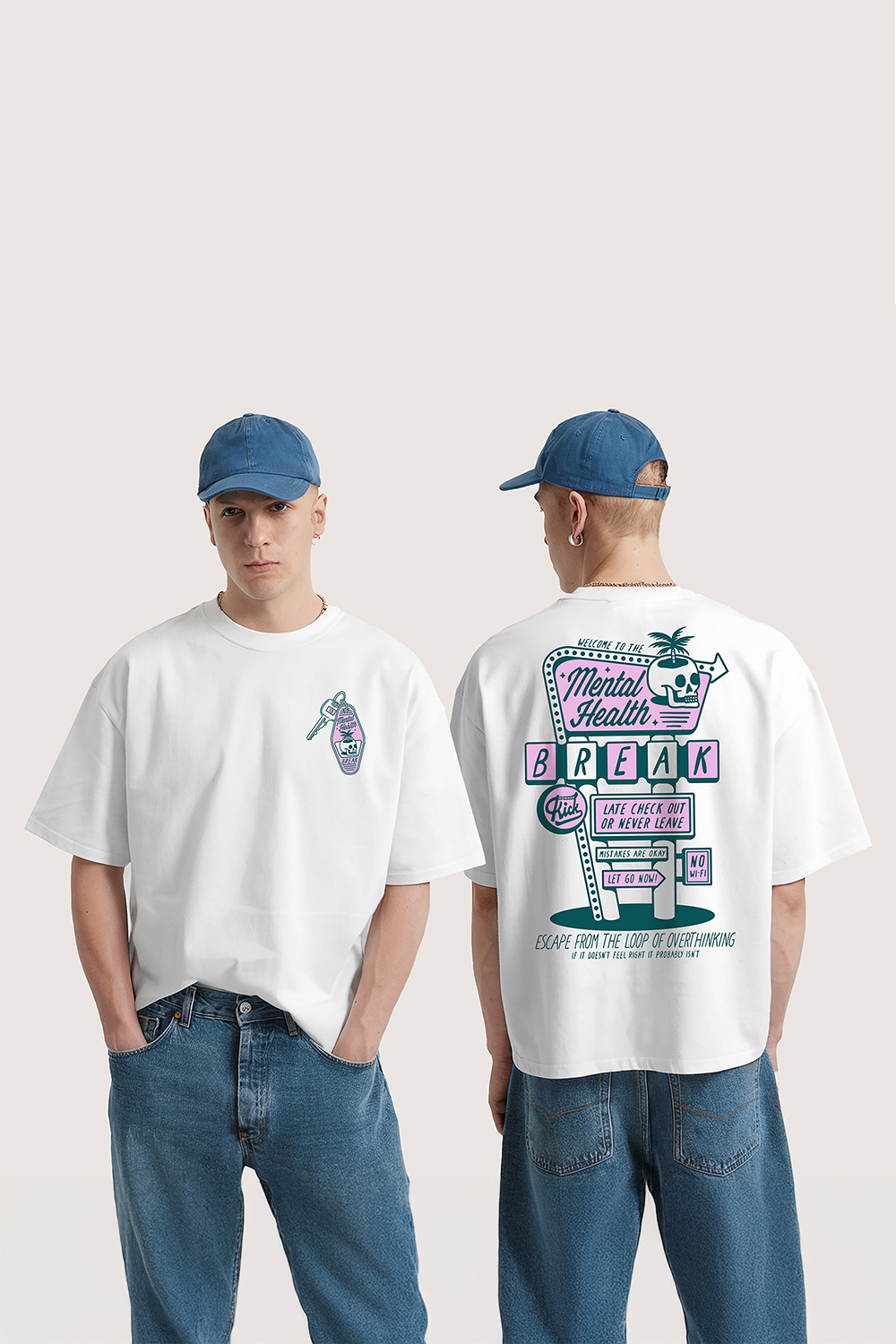 Mental Healt - Unisex Tasarim T-Shirt - Oversized - 2