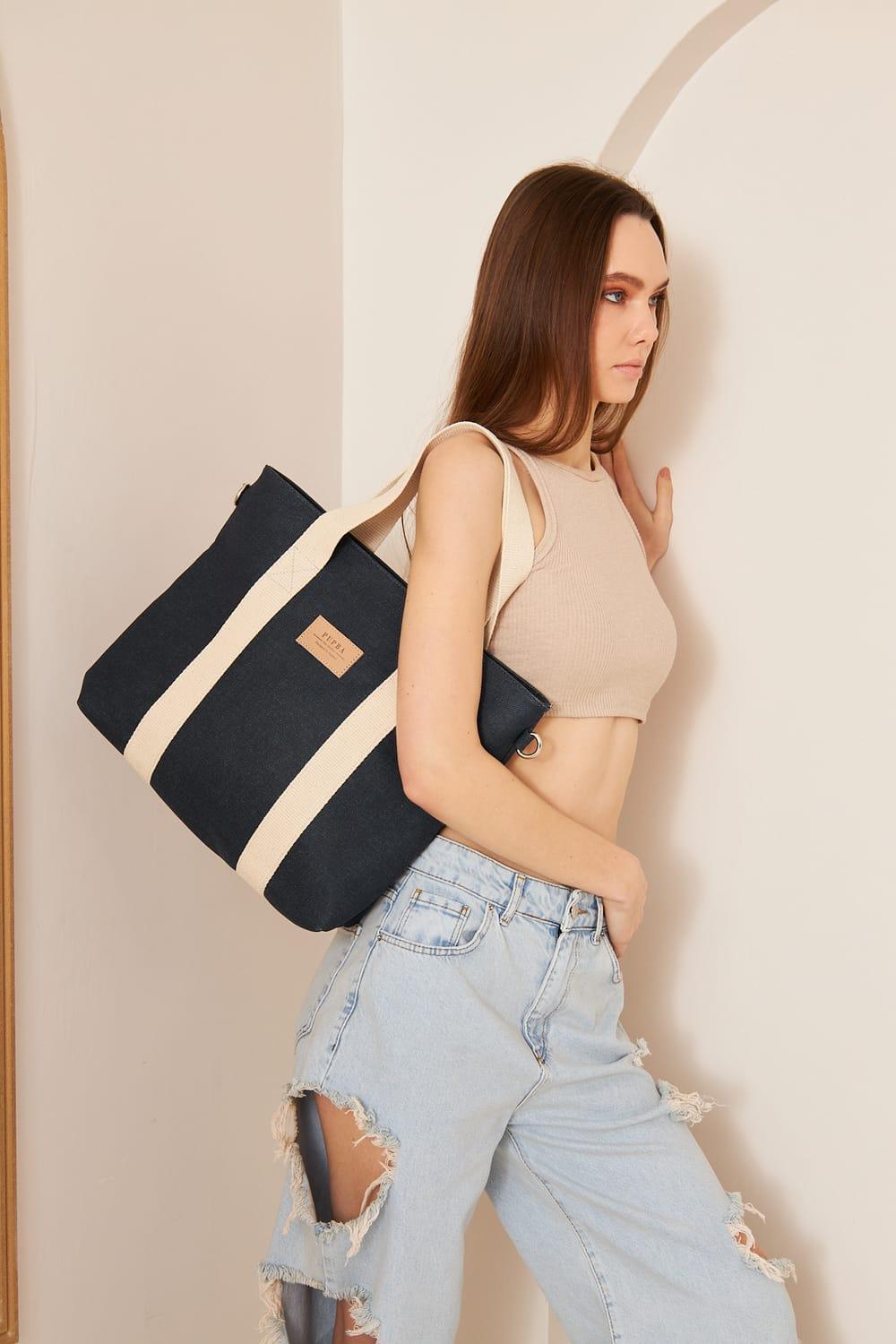 Yaga Large Tote Bag - Lacivert - 4