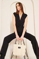 Yaga Tote Bag - Krem/Altın - 0