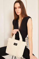 Yaga Tote Bag - Krem/Altın - 1