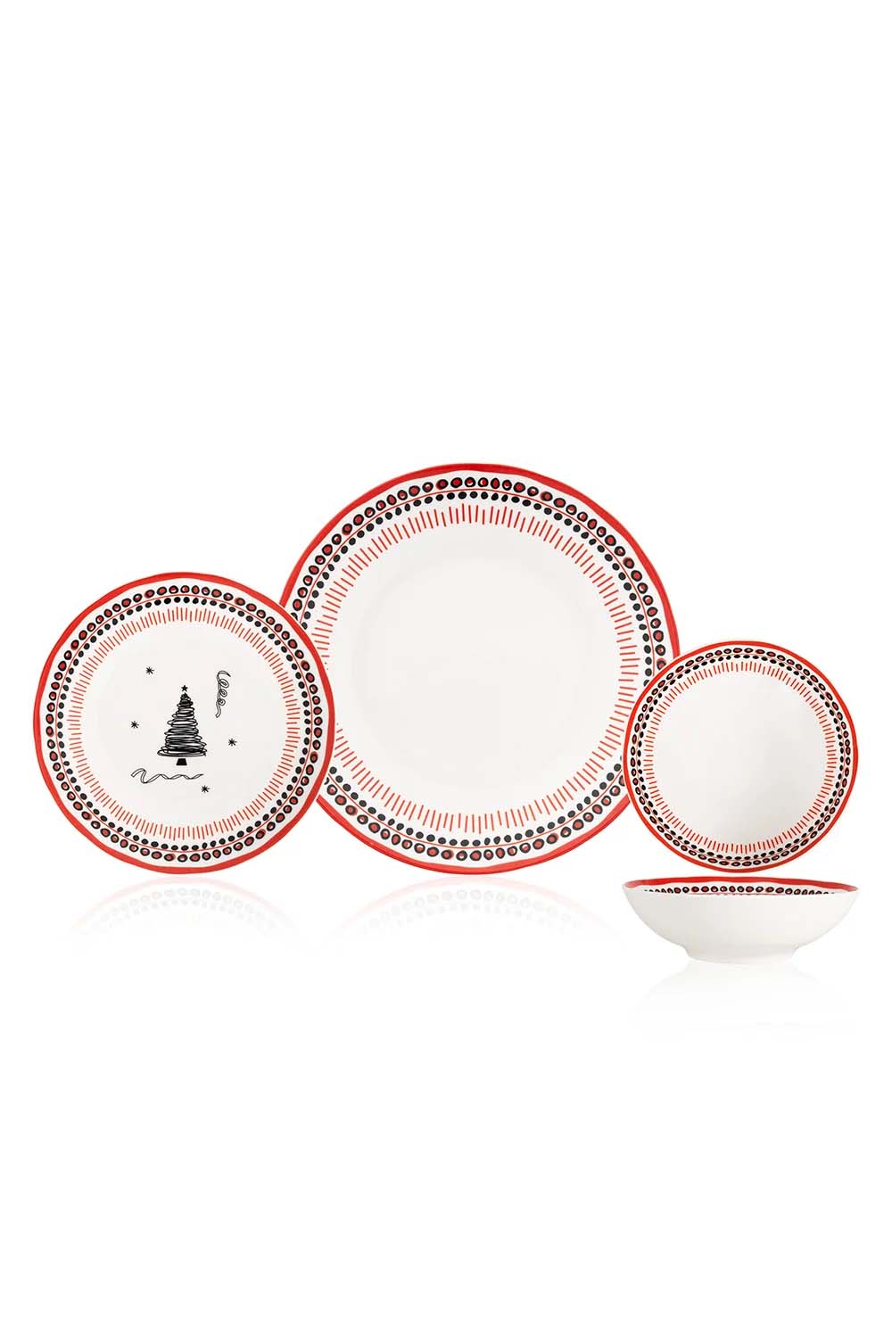 Holiday Collection Porselen 12 Parça Yemek Takımı Seti / Kırmızı - 0