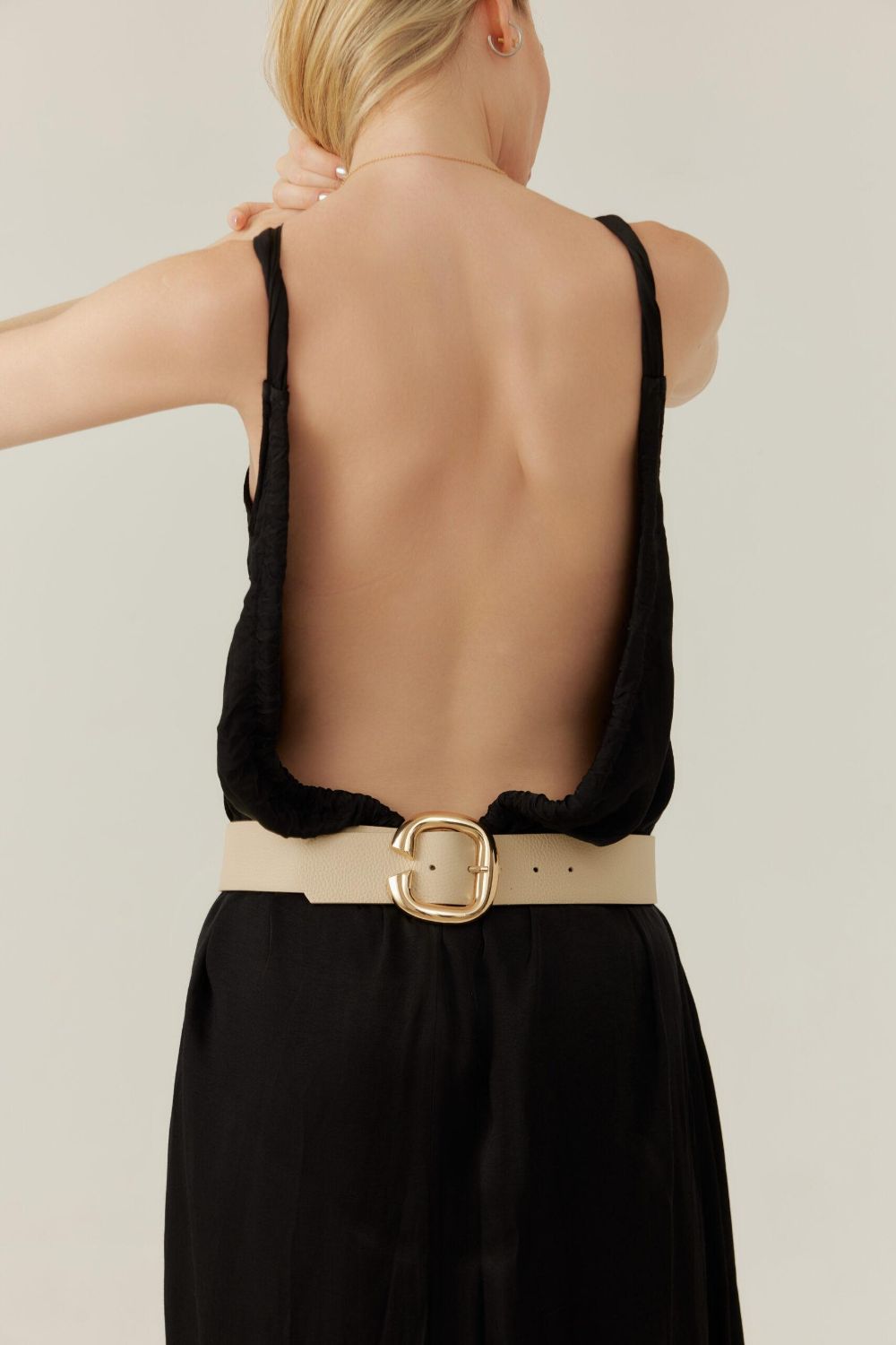 Indra Off-White Leather Belt - 9