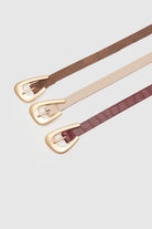 Pierre Off-White Leather Belt | Gold Buckle - 3