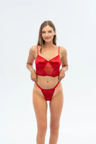 Charme Bouclé Bustier Set - Red - 0
