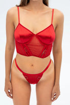 Charme Bouclé Bustier Set - Red - 3