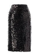 Damla Payetli Midi Etek Siyah - 0