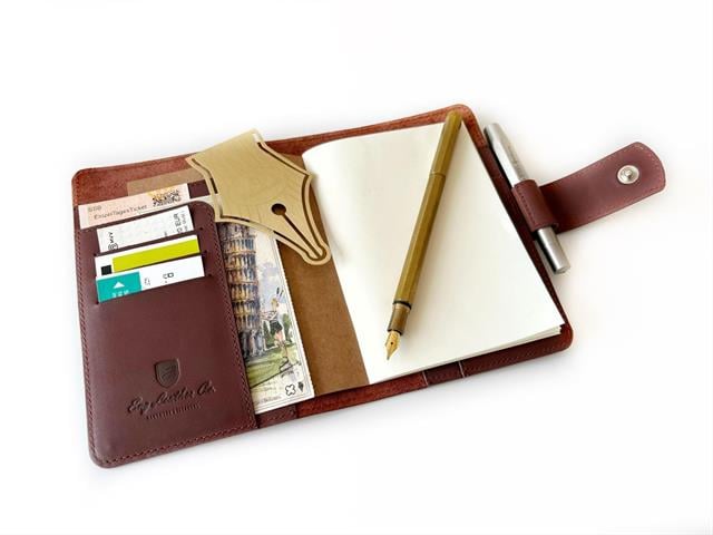 A6 Ebatlı Deri Defter Kılıfı Ve Organizer Bordeaux - 2