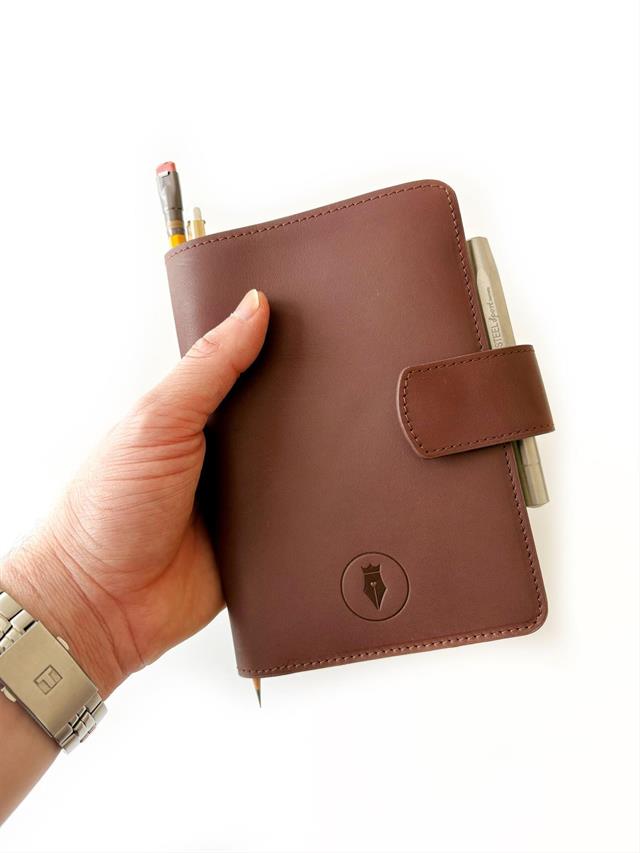 A6 Ebatlı Deri Defter Kılıfı Ve Organizer Bordeaux - 3