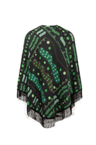 Yeşil Bulut Desenli Saçak Detaylı Panço - 4