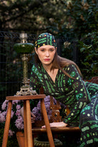 Yeşil Bulut Desenli Kruvaze Bağlamalı Bluz - 2