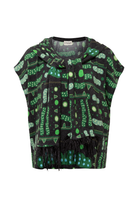 Yeşil Bulut Desenli Fular Detaylı Bluz - 3