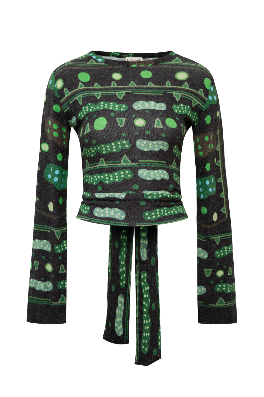 Yeşil Bulut Desenli Sırt Detaylı Bluz - 3