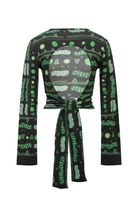 Yeşil Bulut Desenli Sırt Detaylı Bluz - 4