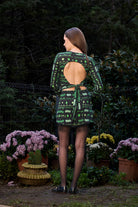 Yeşil Bulut Desenli Saçak Detaylı Mini Etek - 2