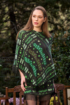 Yeşil Bulut Desenli Saçak Detaylı Mini Etek - 3