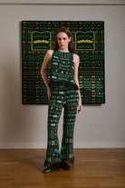 Yeşil Bulut Desenli Çift Kullanımlı Bluz-yelek - 2