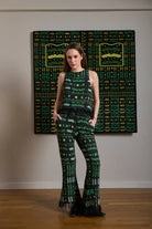 Yeşil Bulut Desenli Çift Kullanımlı Bluz-yelek - 3