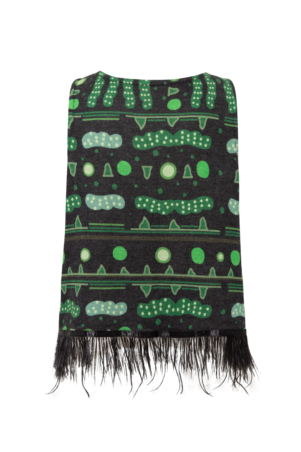 Yeşil Bulut Desenli Çift Kullanımlı Bluz-yelek - 5