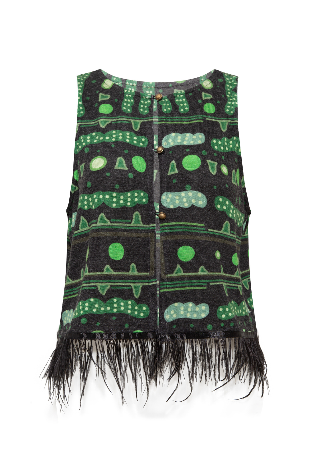 Yeşil Bulut Desenli Çift Kullanımlı Bluz-yelek - 6