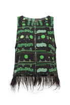 Yeşil Bulut Desenli Çift Kullanımlı Bluz-yelek - 6