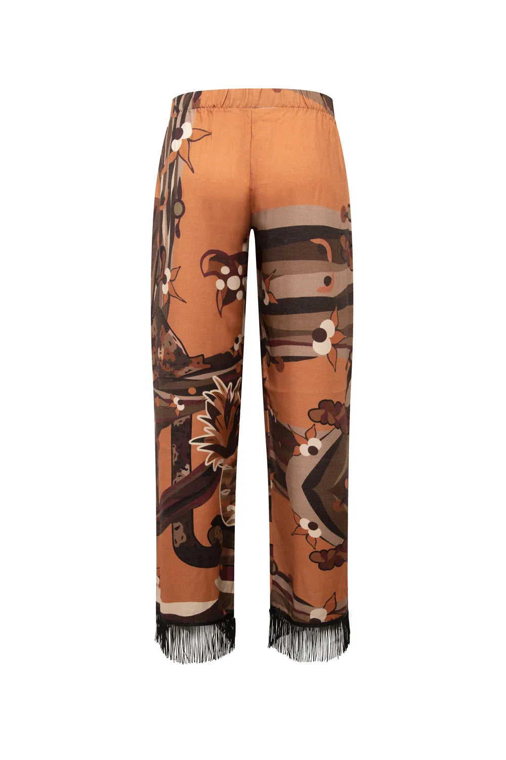 Kahve Kaplan Desenli Saçak Detaylı Pantolon - 4