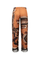 Kahve Kaplan Desenli Saçak Detaylı Pantolon - 4