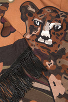 Kahve Kaplan Desenli Saçak Detaylı Pantolon - 5