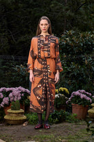 Kahve Kaplan Desenli Yırtmaç Detaylı Uzun Etek - 0