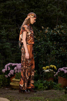 Kahve Kaplan Desenli Pile Detaylı Pantolon - 1