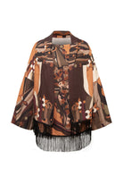 Kahve Kaplan Desenli Fular Detaylı Bluz - 4