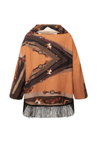 Kahve Kaplan Desenli Fular Detaylı Bluz - 6